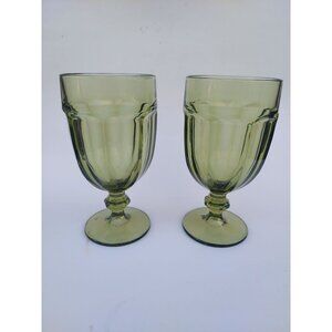 Set Of 2 Libbey Duratuff Gibraltar Olive Iced Tea Goblets